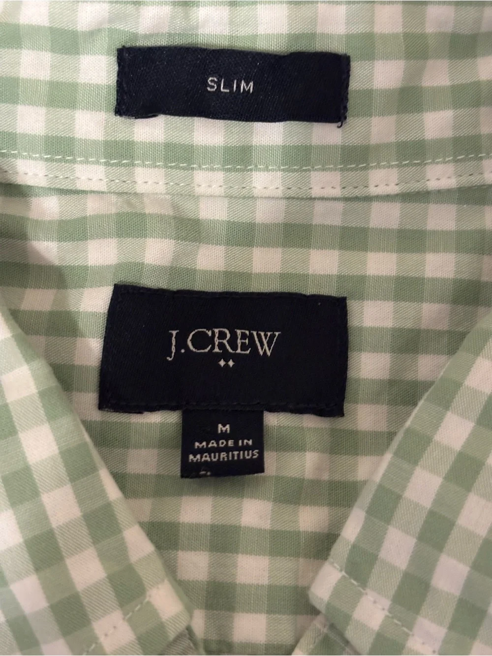 J.Crew Mens M Slim Fit Green Gingham Button Down Shirt 100% Cotton